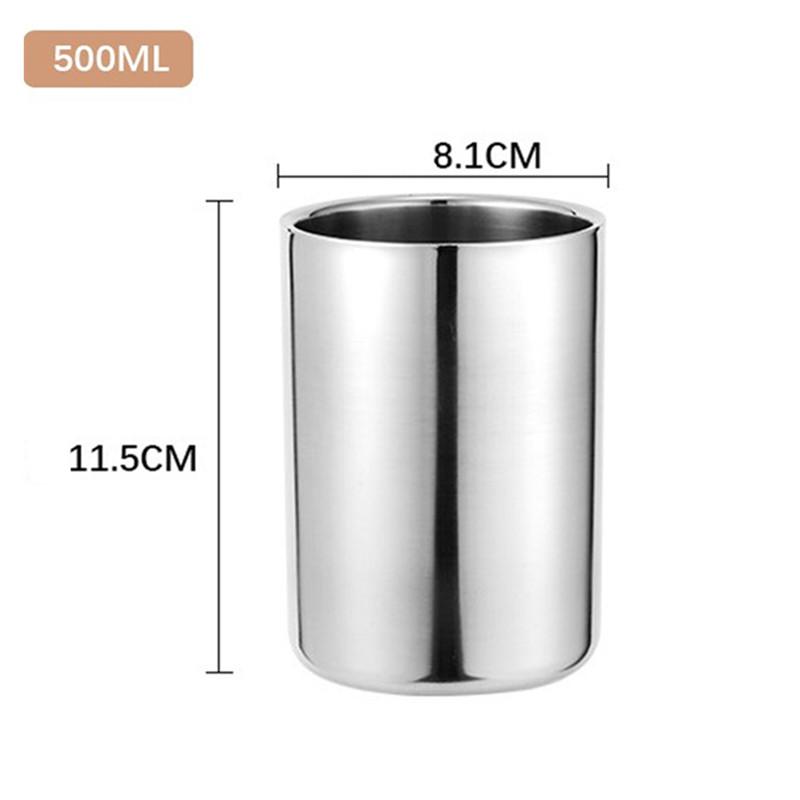 350ml/500ml Stainless Steel Double Wall Beer Mug Silver Coffee Cup Portable Travel Office Water Cups Drinkware Tumbler