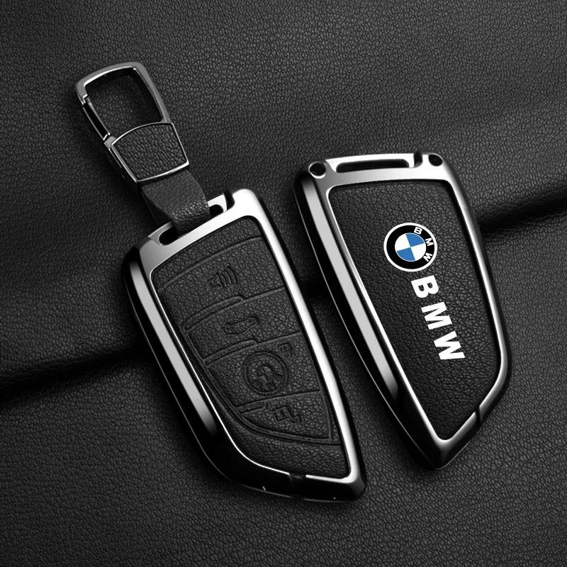 BAGF7 Car Sticker Hot For BMW Leather Car Remote Key Case Cover Shell Fob For BMW X1 X3 X5 X6 X7 1 3 5 6 7 Series G20 G30 G11 F15 F16