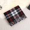 Double-Sided Velvet Scarf With Tassel Decoration Plaid Print Autumn Winter Warm Cashmere-Like