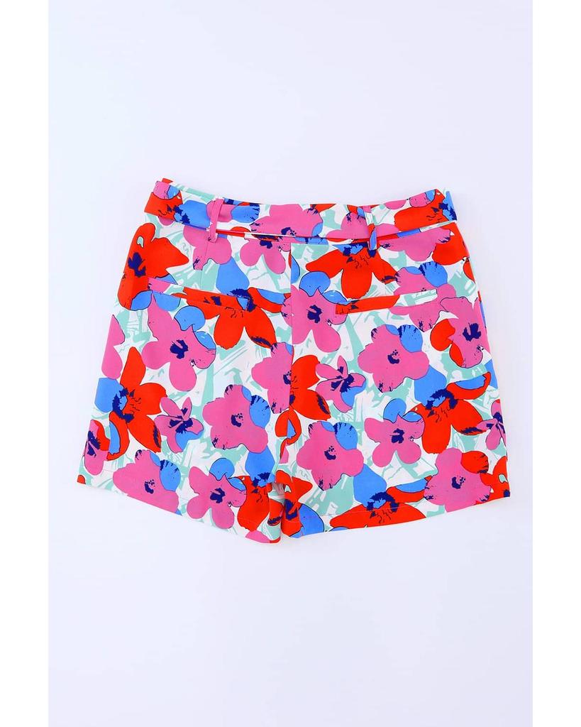 Azura Exchange Belted Floral Print Shorts
