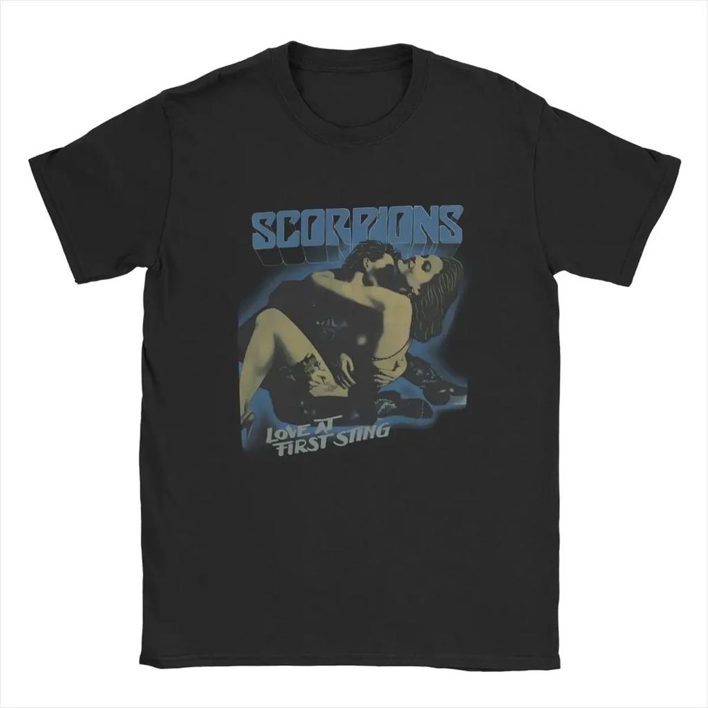Мужская футболка Scorpions Rock Band Музыкальный Концертный Тур Чистый Хлопок Мерч Модная Футболка с Коротким Рукавом и Круглым Вырезом Уникальная Футболка