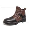 Mens Color Block Leather Boots British Style Low Heel Side Zip Casual Dress Mid Calf
