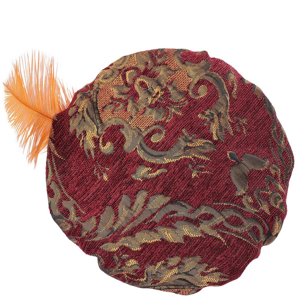 Medieval Tudors Hat with Feather Renaissances Muffin Hat Tudors Flat Cap Halloween Cosplay Costumes Halloween Cosplay
