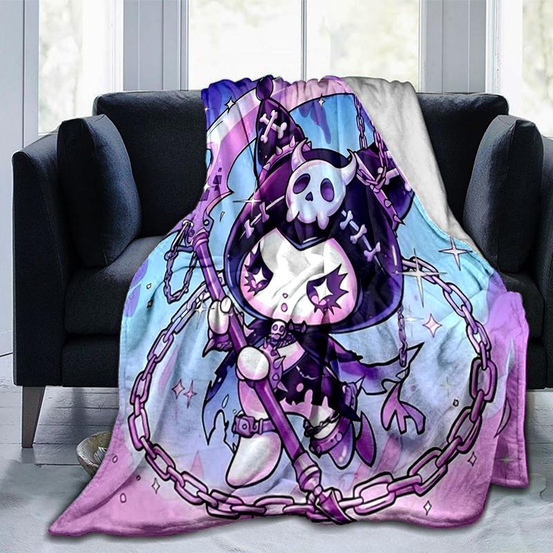 1pc Cute Death Kuromi Blanket, Seasonal Home Decorative Throw for Couch, or Car Seat Cover,Living Room, Travel, Camping, Car Blankets, Beach, Office N