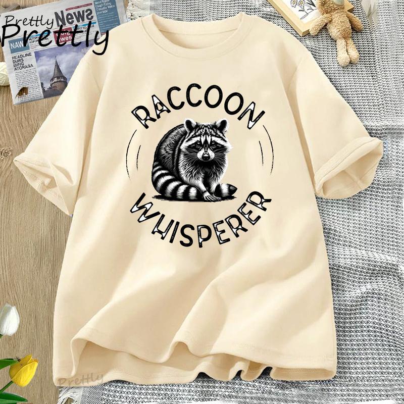 Funny Animal Lover T Shirt Raccoon Whisperer Wildlife TShirt Casual Oneck Round Collar ShortSleeve Couple White Top Tees