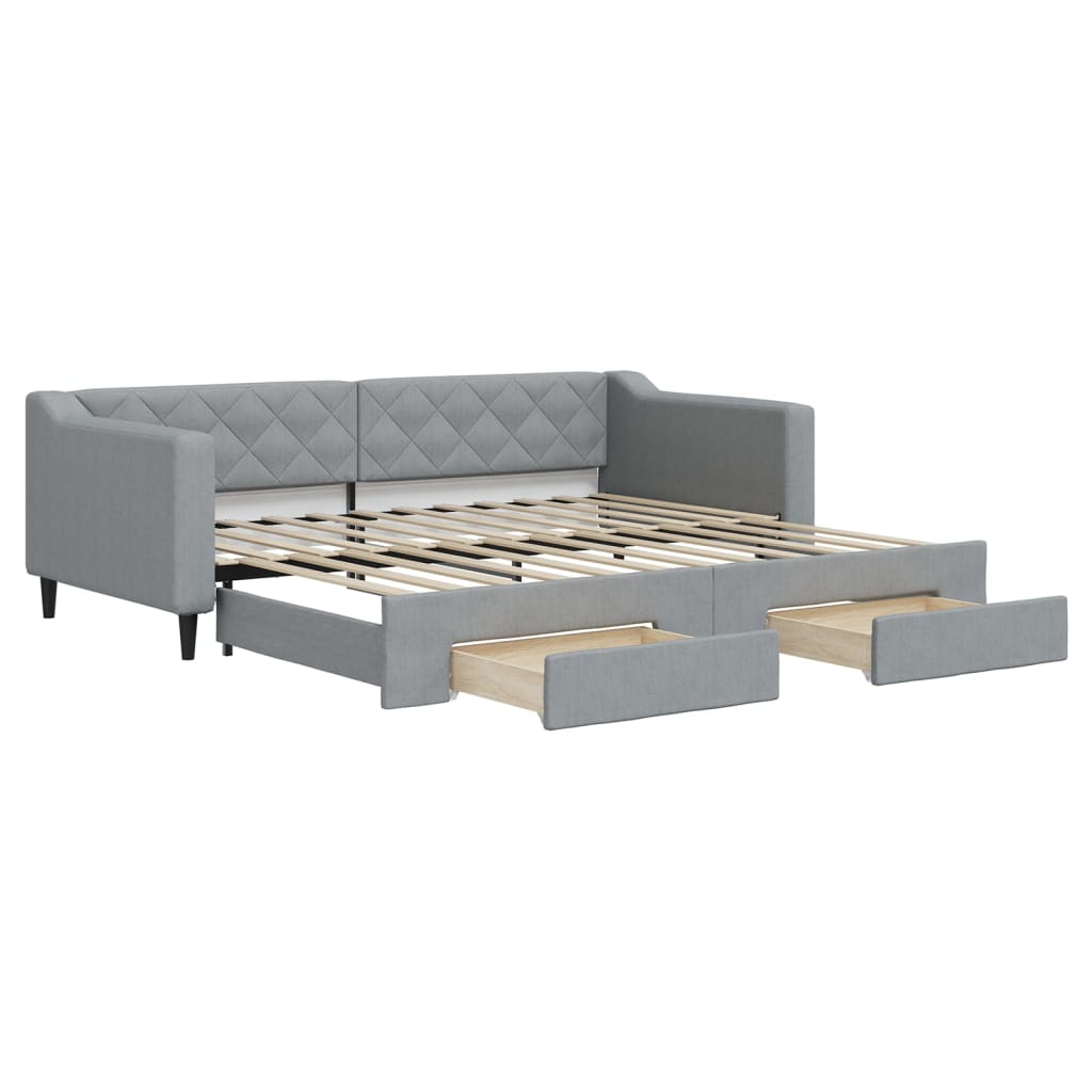 Vidaxl Раскладной диван с ящиками, светло-серый, 90x200 см, ткань
