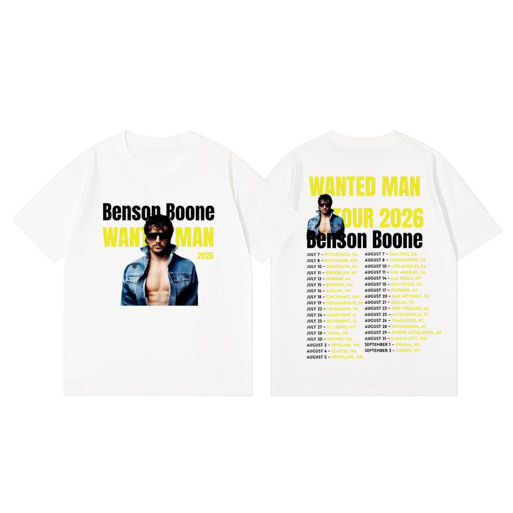 Benson Boone Wanted Unisex Tour 2026 Graphic T Shirts Unisex Women Clothing Rock Fashion Tshirts Summer Casual Loose Cotton Tshirt