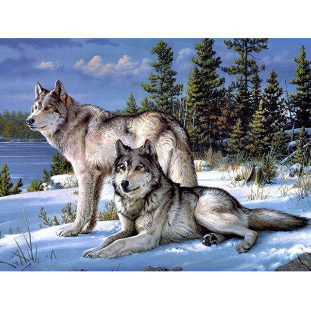 Wolf Animal DIY 5D Diamond Painting Full Round Drill Dreamcatcher Diamond Embroidery Cross Stitch Mosaic Rhinestones Home Decor
