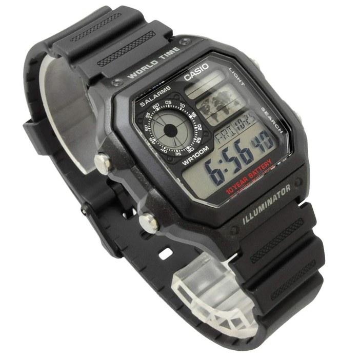 Casio Цифровые мужские часы с мировым временем AE-1200WH-1AV Черные