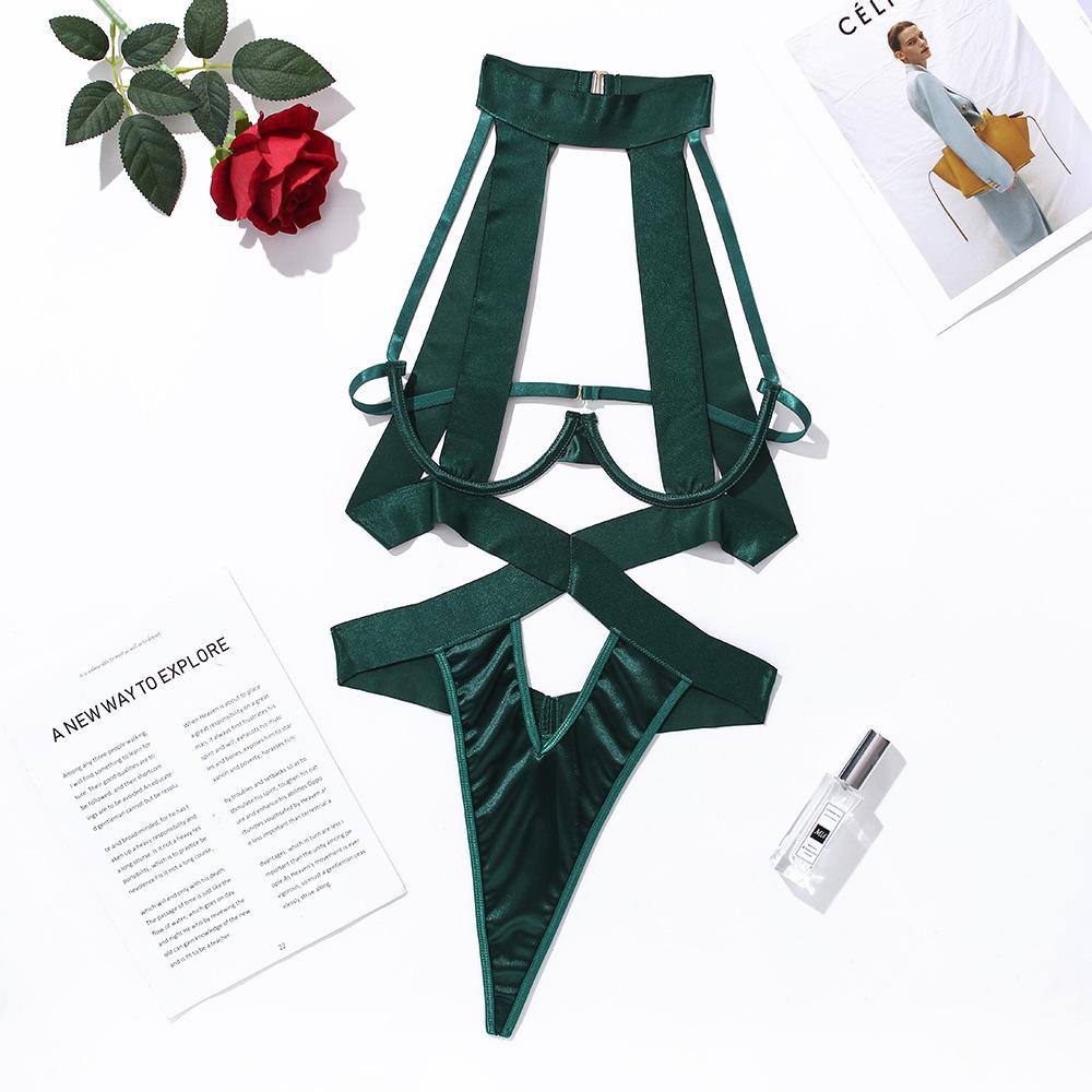 Кружевной боди-комбинация с халтер-завязками, вырезами и открытой спиной, с поддерживающим грудь пуш-ап