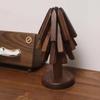 Foldable Wooden Trivet for Hot Dishes Non-Slip Placemats Ornaments Walnut Tree Table Mat Set  Pot