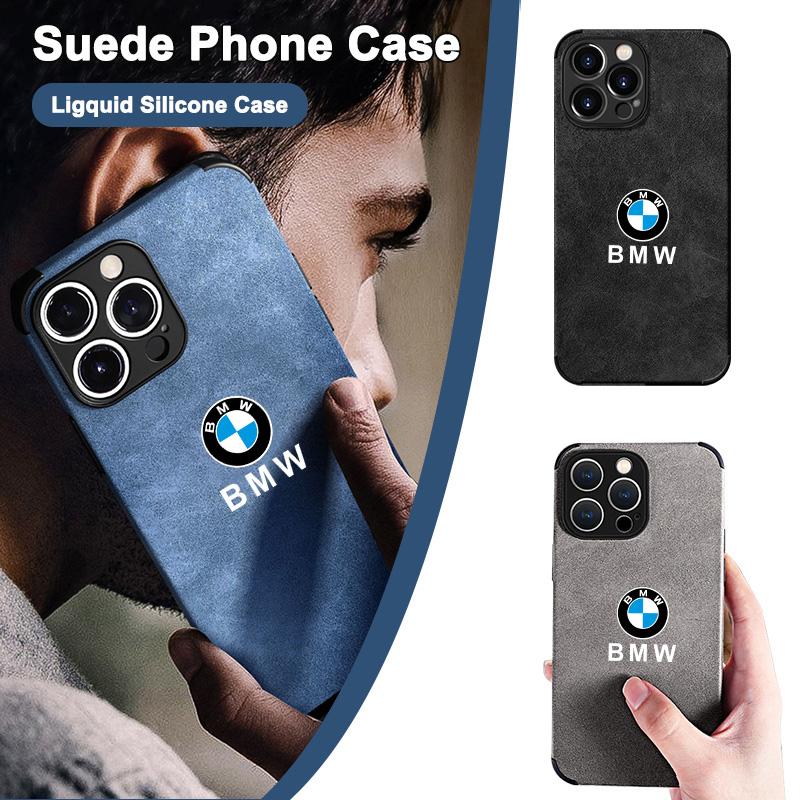 FNBA6 B-BMW-B LOGO Suede All-inclusive Phone Case Protector Cover For BMW for iPhone 11 12 13 14 15 16 17Pro X XR XS Max Mini 7 8 Plus