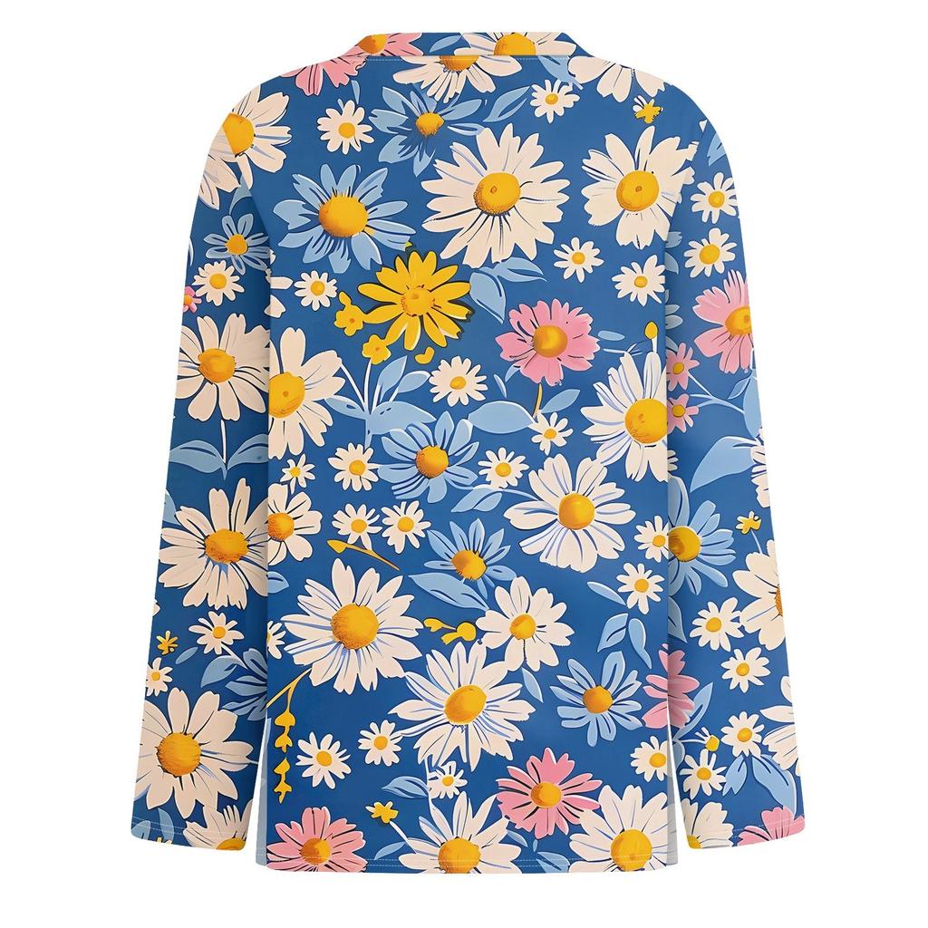 Женская модная повседневная свободная футболка с принтом и круглым вырезом с разрезом и длинным рукавом, женский топ