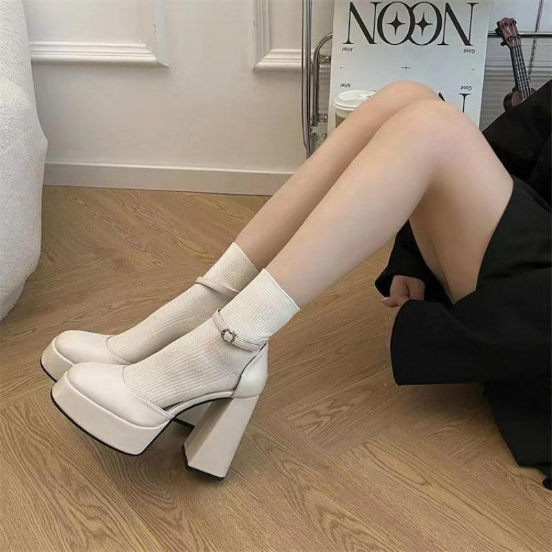 Модные женские классические легкие туфли-лодочки на круглом носке из черной искусственной кожи с квадратным каблуком для офиса, женские босоножки на высоком каблуке и платформе