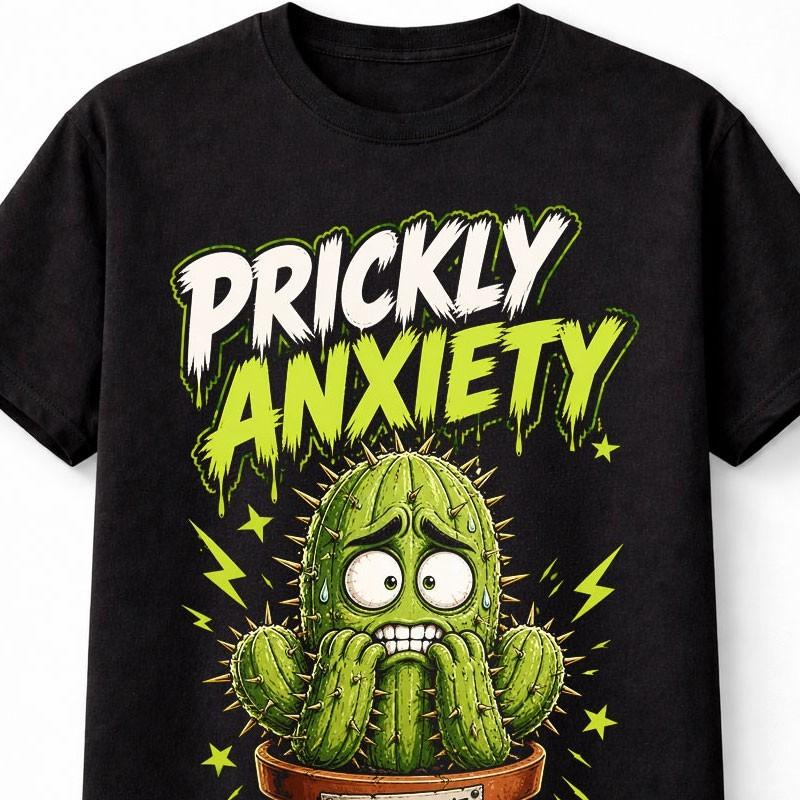 Prickly Anxiety Funny Cactus Meme Cute Unisextal Health Humor Unisex TShirt