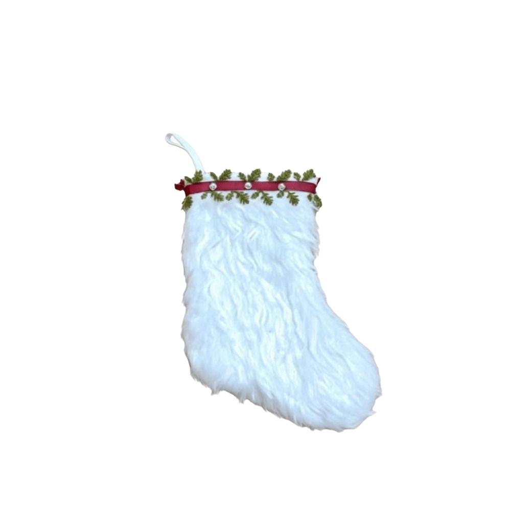 White Furry Christmas Stocking Ornament DIY Christmas Hanging Decoration Holiday Decorations