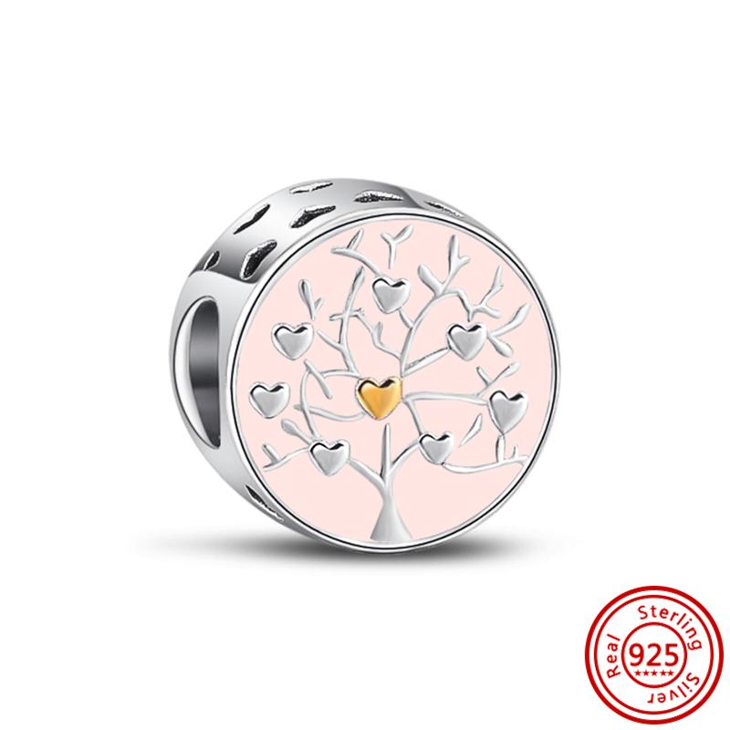 Медь 925 пробы Золотое Сердце Любви Четырехлистный Клевер Ангел Солнце Дерево Перья DIY Бусины Подходят для Оригинального Шарм-браслета Pantaro Мелкий Циркон