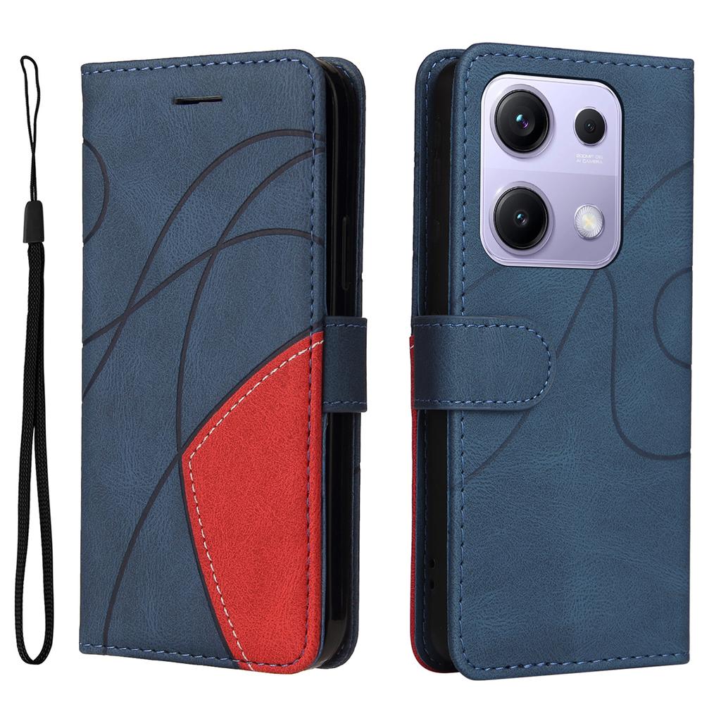 For Xiaomi Poco M6 Pro 4G/Xiaomi Redmi Note 13 Pro 4G/Xiaomi Redmi Note 14S 4G Leather Phone Case Stand Wallet with Bi-colour Splicing Design