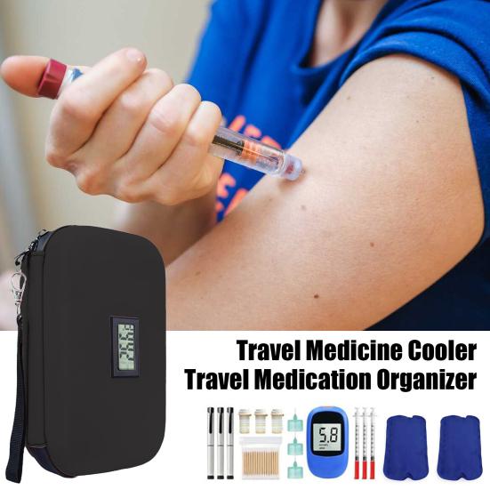 Сумка-холодильник для инсулина Yousheng с термометром, сумка-холодильник для диабетиков, сумка-холодильник для путешествий, сумка-органайзер для хранения инсулина