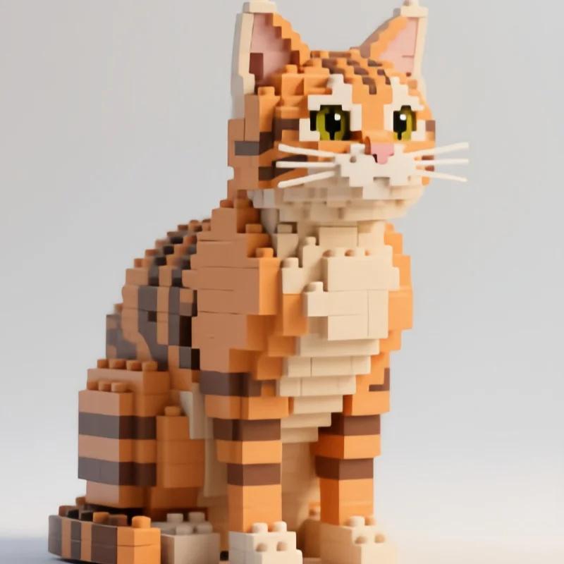 Cat Building Blocks Toy Figure Collectible DIY Model Display Compatible With ABS Plastic Bricks Set For Adults Kids Gift