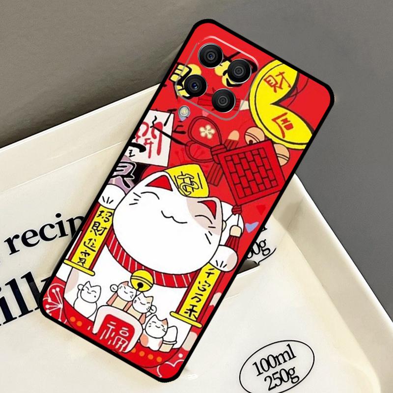 Maneki Neko Lucky Money Cat Case For Samsung Galaxy M14 M34 M54 M56 M16 M36 M13 M15 M35 M55 M11 M31 M53 M51 M12 M32 M52