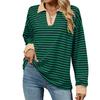 Spring and Autumn Women's Plus Size Color Collision Lapel Loose Long Sleeve Striped Sweatshirt