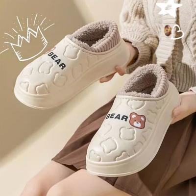 Модные Shevalues Зимние Пушистые Женские Тапочки Водонепроницаемые Шлепанцы Мягкая Подошва Плюшевая Подкладка Хлопковая Обувь Меховые Теплые Уютные Женские Тапочки