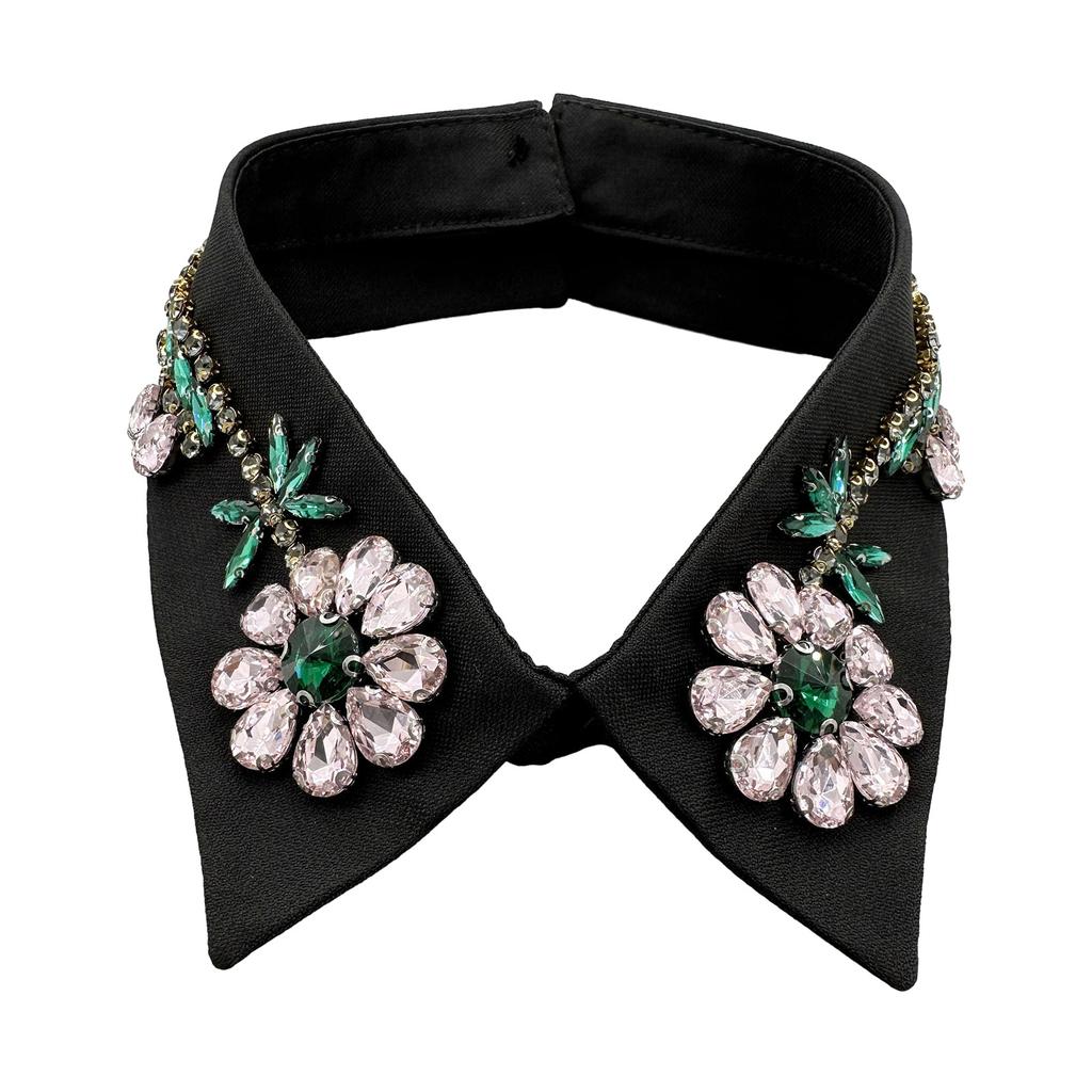 Woman Rhinestone Lapel Collar Shawl Decorative False Collar Elegant Removable Collar Sweater Shirt Collar for Women