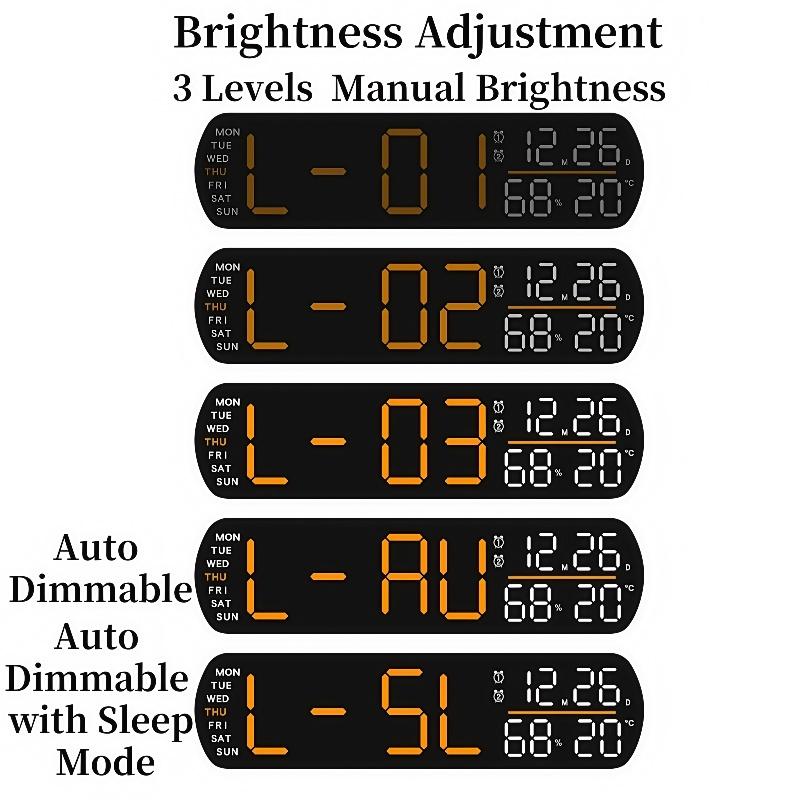 Цифровой будильник с индикацией температуры, влажности, даты, 2 будильника, обратный отсчет времени, переход на летнее время, повтор, настольные часы с автоматической регулировкой яркости, 12/24 ч, светодиодные часы для декора