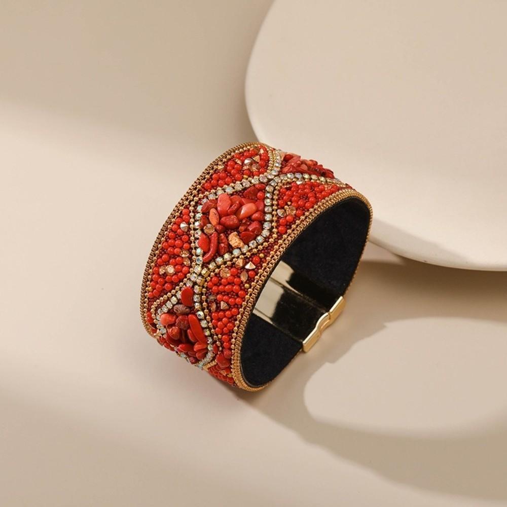 Magnetic Closure Rhinestone Bracelet Turquoise Color Female Bracelet Cuff  Women Ladies