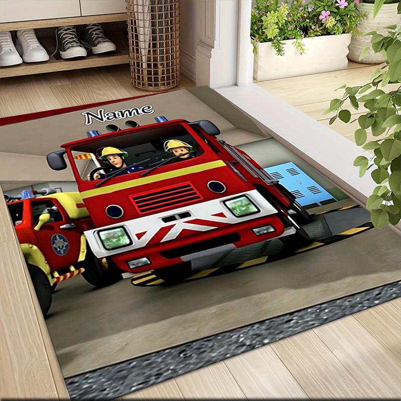 Custom Name Firefighters action. Carpet Rug Customizable Soft Washable Anti-Slip Home Living Room Sofa Mats Personalized Rug. 0909275