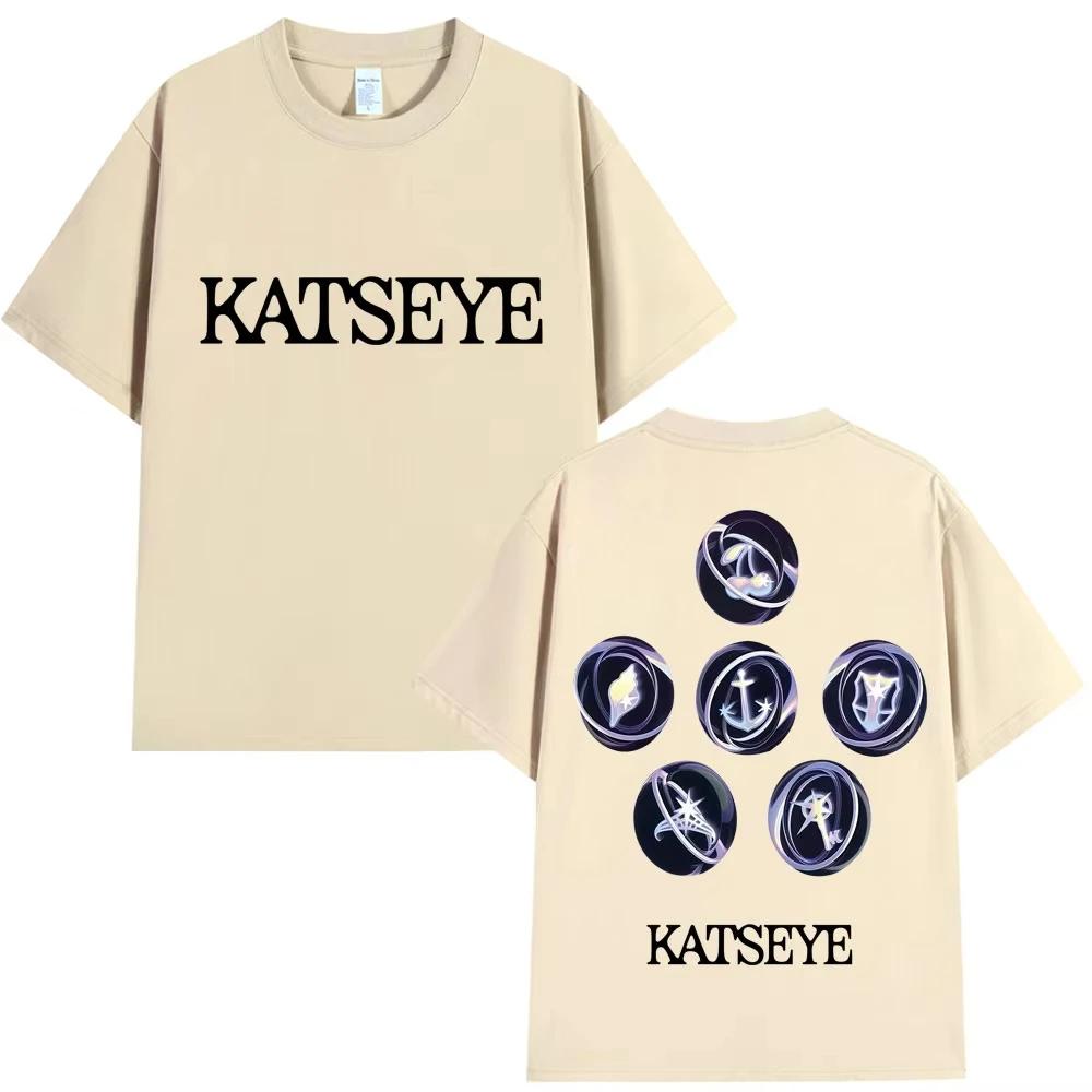Kpop Katseye Логотип Графическая Футболка Мода Поп-Музыка Мужская Женская Корейский Стиль Футболки Большого Размера Хлопок Повседневная Футболка Уличная Одежда
