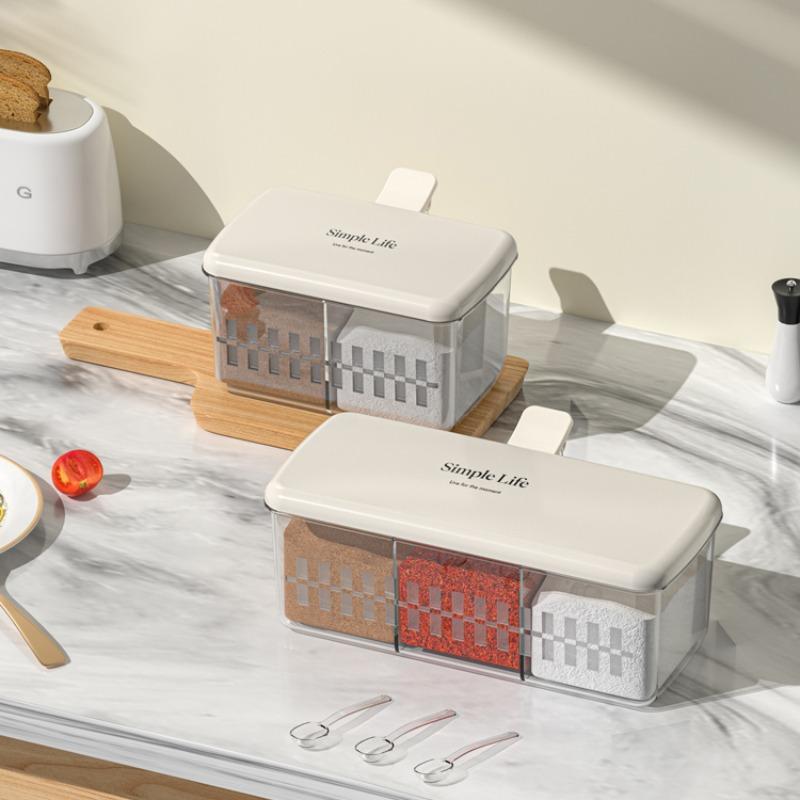 Наборы кухонных ящиков для хранения Приправы Сахар Перец Бутылочки Солонки Держатель Бытовой Прозрачный Портативный Пылезащитный Органайзер