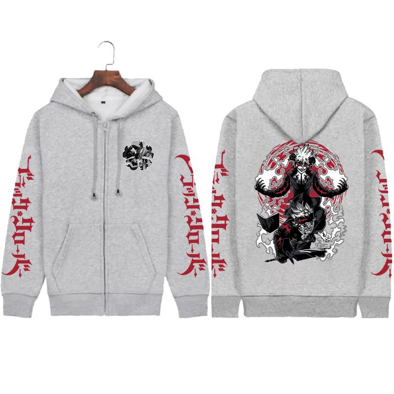 Аниме Чёрный Клевер Аста Крутой Принт Графические Толстовки на Молнии Винтажная Оверсайз Толстовка Длинные Рукава Мужская Женская Одежда