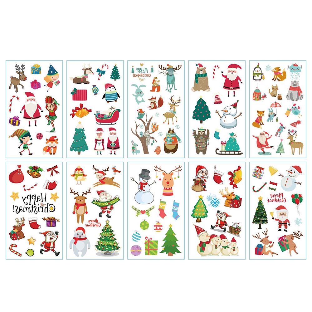 1 Sheet Body Decorative Label Merry Christmas Santa Claus Pattern T-attoo Stickers for Party