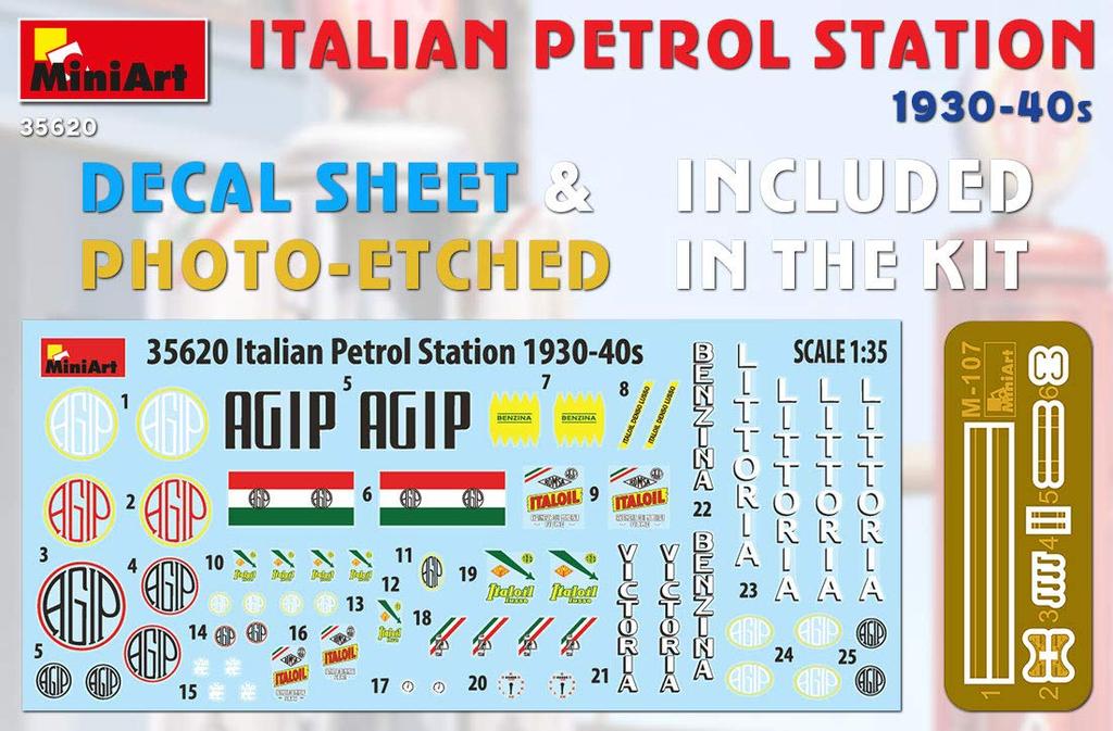 Miniart Italian Gas Station Plastic Model MA35620 1/35 1930-1940s