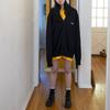 Drew House Letter Logo Series V-образный вырез однобортный свободный свитер унисекс черный DR-FW21-088