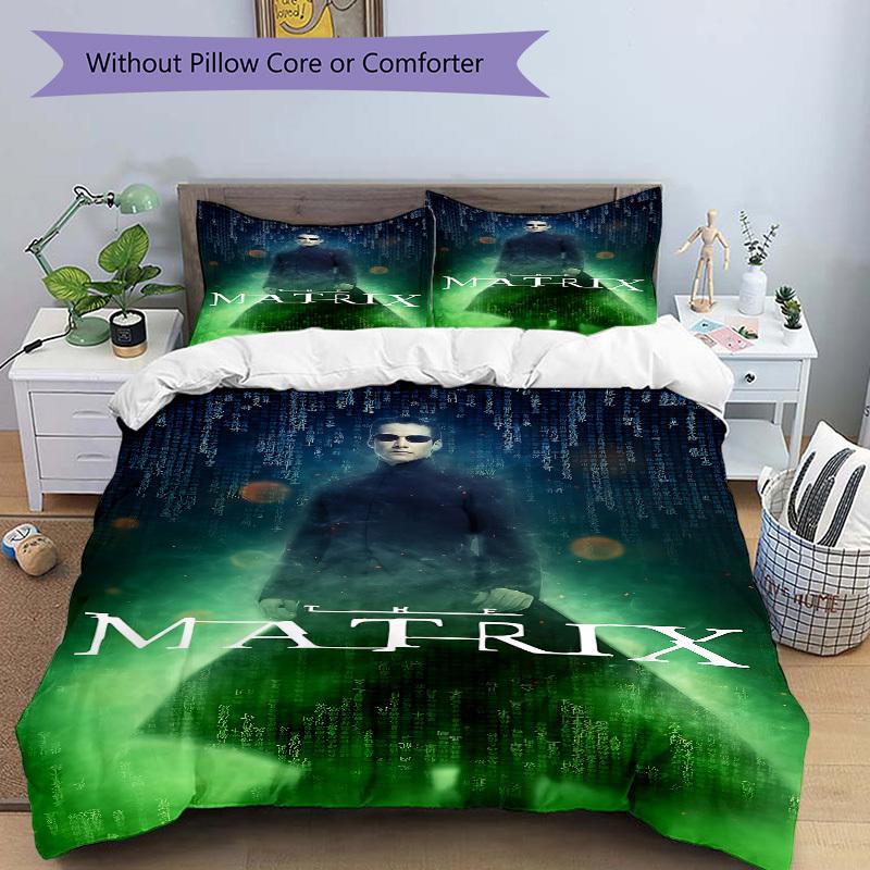3pcs The Matrix Bedding Set, Soft Polyester Duvet Cover and Pillowcases Machine Washable Seasons all suitable 40