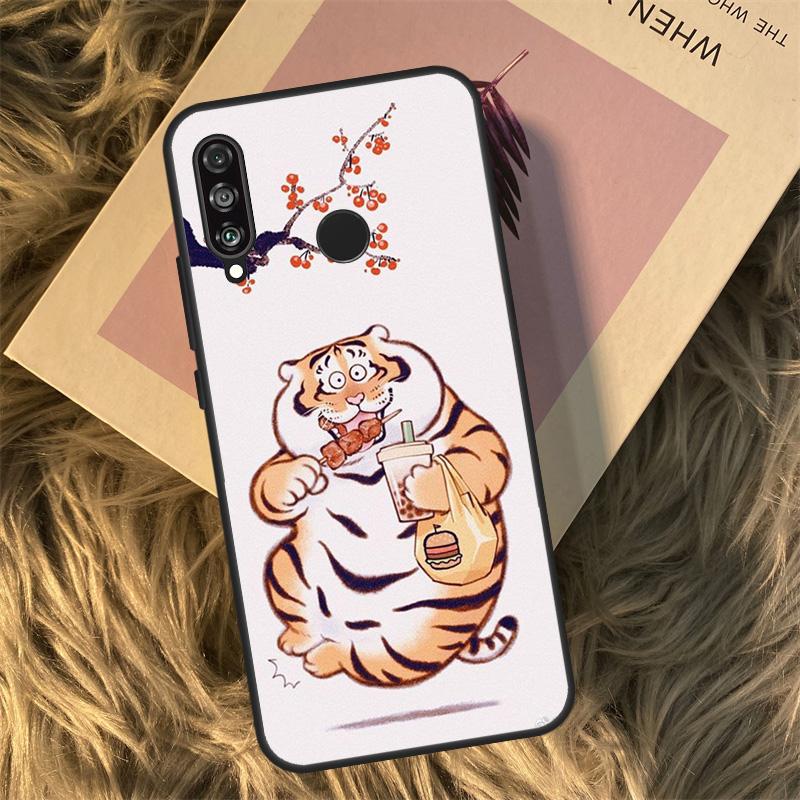 Cartoon Fat Tiger For Huawei Nova Y90 Y60 Y61 Y70 Y72 Y73 Y91 3i 7i 8i 11i 12i 9 10 SE P20 P30 P40 Lite Case
