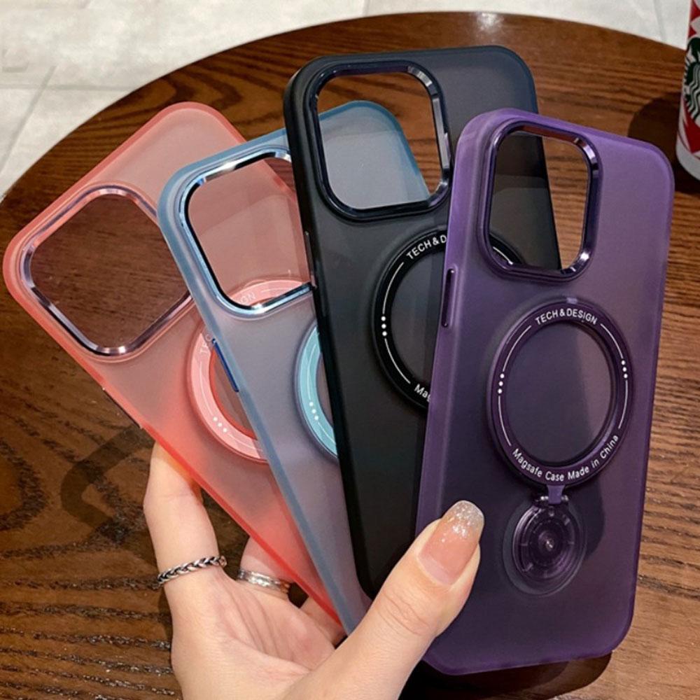 Для iPhone 15 14 13 12 11 Pro Plus Max чехол с подставкой на 360 градусов магнитный чехол Magsafe матовый, мягкий, прозрачный, противоскользящий, противоскользящий, чехлы