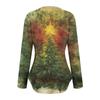 Womens Long Sleeve Round Neck Shirts Side Split Basic Loose Tunic Tops Christmas Print  Casual Shirts