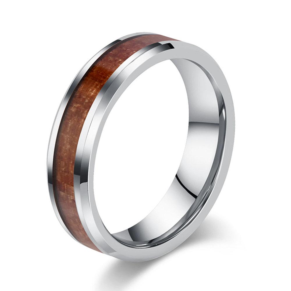 Простое инкрустированное кожаное кольцо с деревянным зерном для мужчин и женщин, парные кольца, мода высокого класса