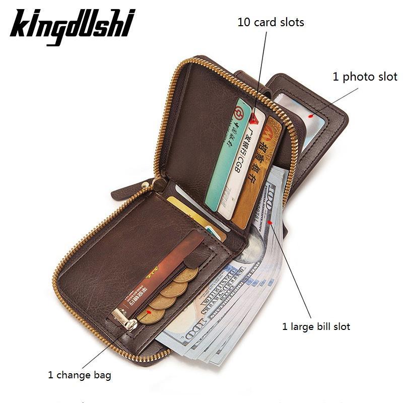 Винтажный мужской маленький кошелек из искусственной кожи, короткий кошелек с горизонтальной молнией и пряжкой, карман для монет, тройной чехол для карт, кошелек