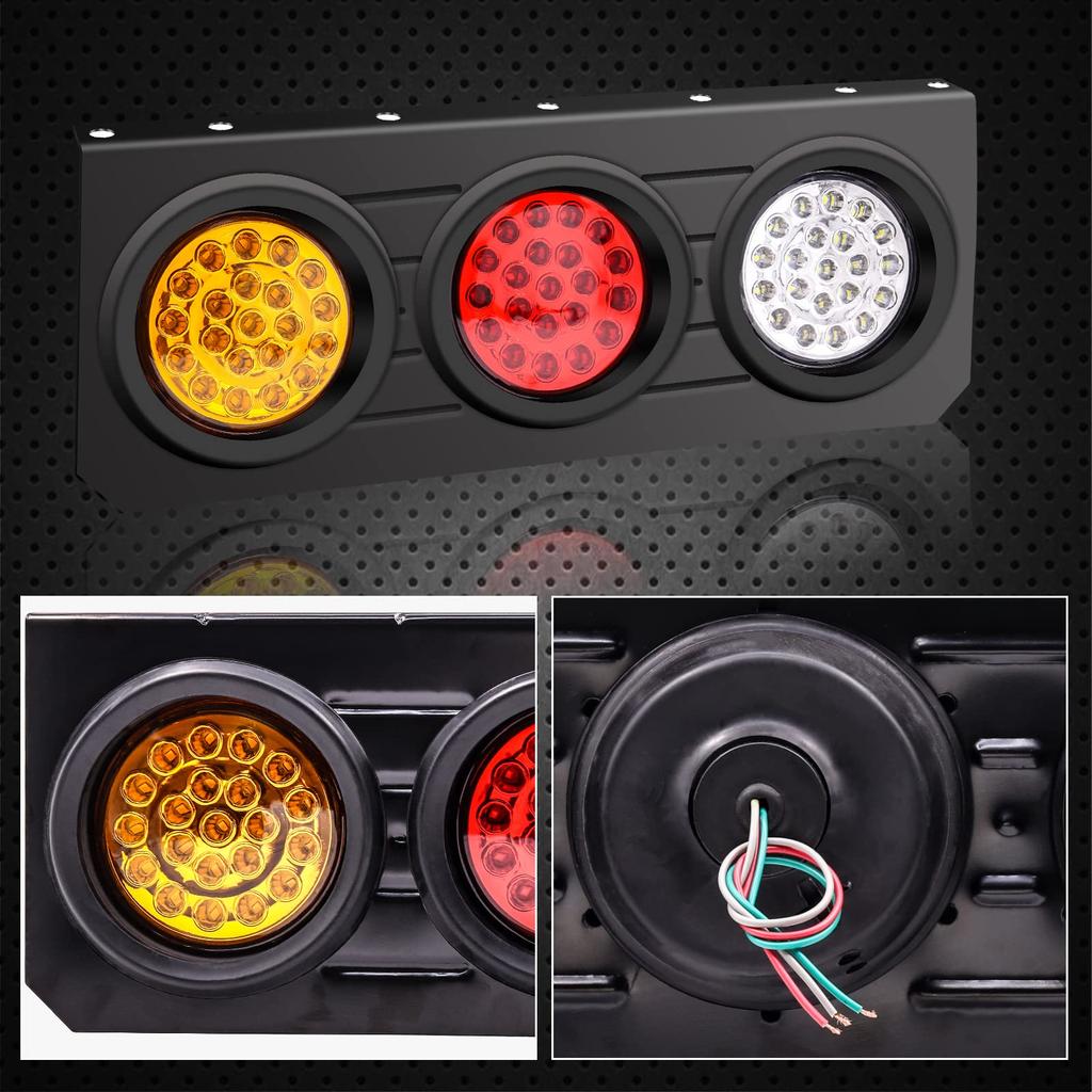 Ygmylandbb Задний фонарь грузовика Совместим с 24V LED Поворот 57 LED Тормоз Высокая Яркость 3 Комплекта по 2 Фонаря, Прицепы, Сигналы, Фонари, (Желтый/Белый/Красный