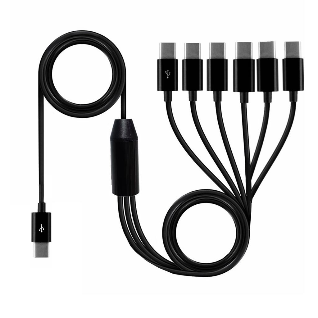 Type-C 1 Male to 2 3 4 6 Port Type C USB C to USB C Male Y Splitter Multiple Fast Charging Date Cable Cord For Smartphone Tablet