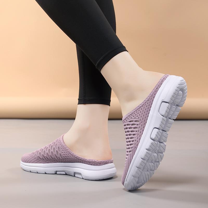 Женские сабо с открытой спиной, прогулочные кроссовки, летние сандалии для девочек, удобные повседневные дорожные тапочки-мюли для мам, большой размер