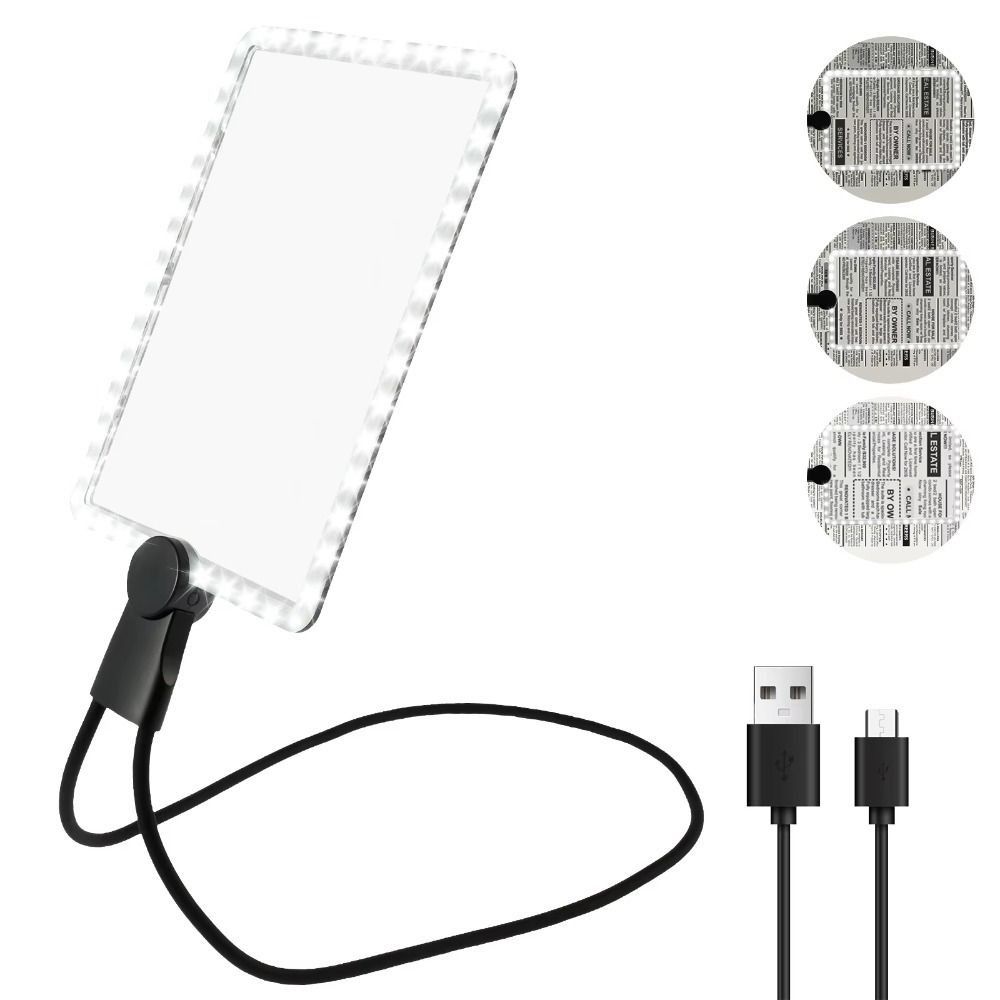 with 50LED Lights Full Page Magnifier Large Mirror Neck Wear Magnifier Magnifying Lamp Reading