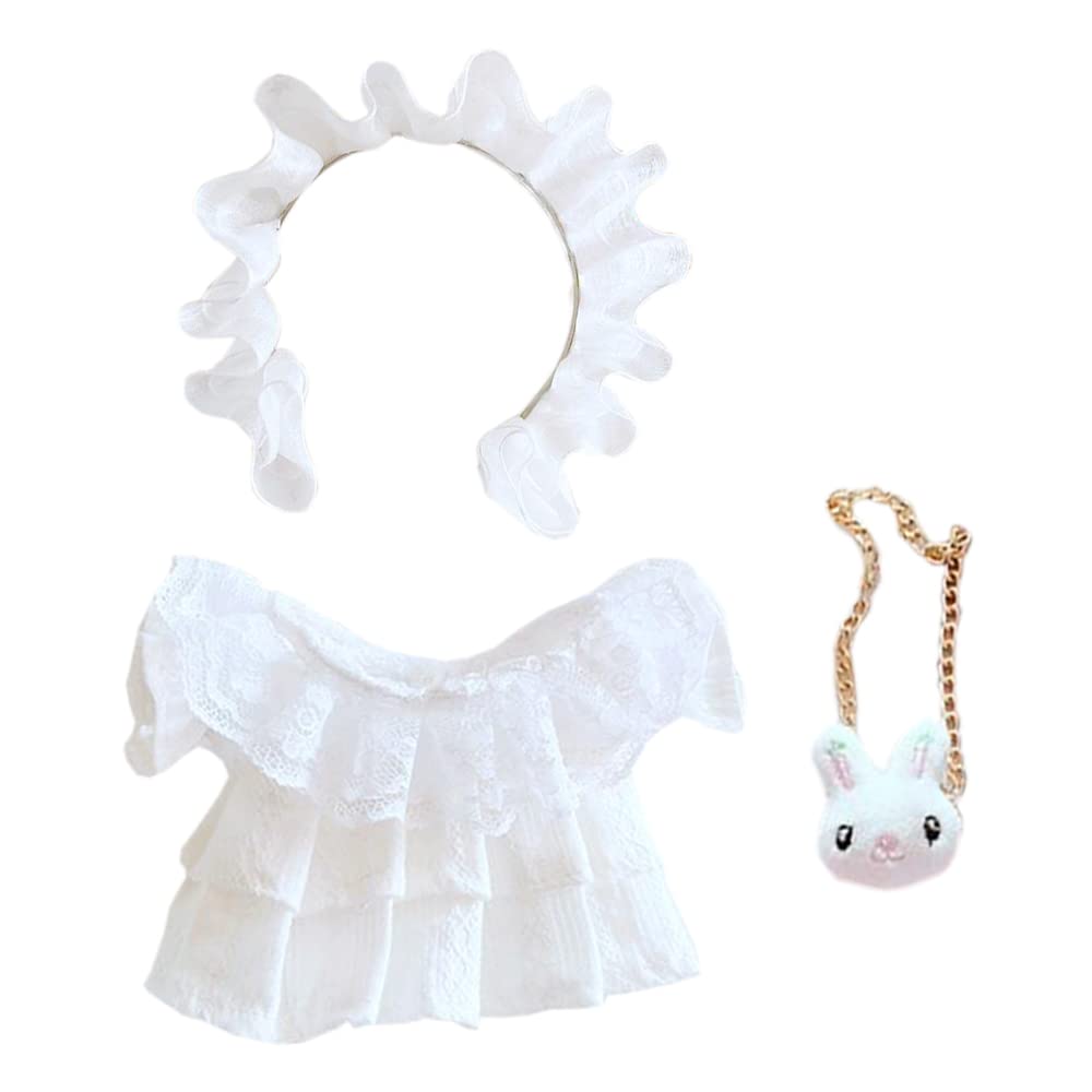 Nianniyhouse 20 см кукольная одежда повязка на голову платье комплект из 3 предметов хлопковая кукольная одежда плиссированное кружевное платье кукольная детская одежда для плюшевых игрушек наряд + +