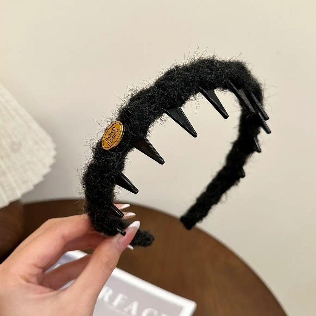 Retro Leopard Print Plush Headband - Non-Slip, Korean Style for Women, Perfect for Autumn and Winter Face Washing