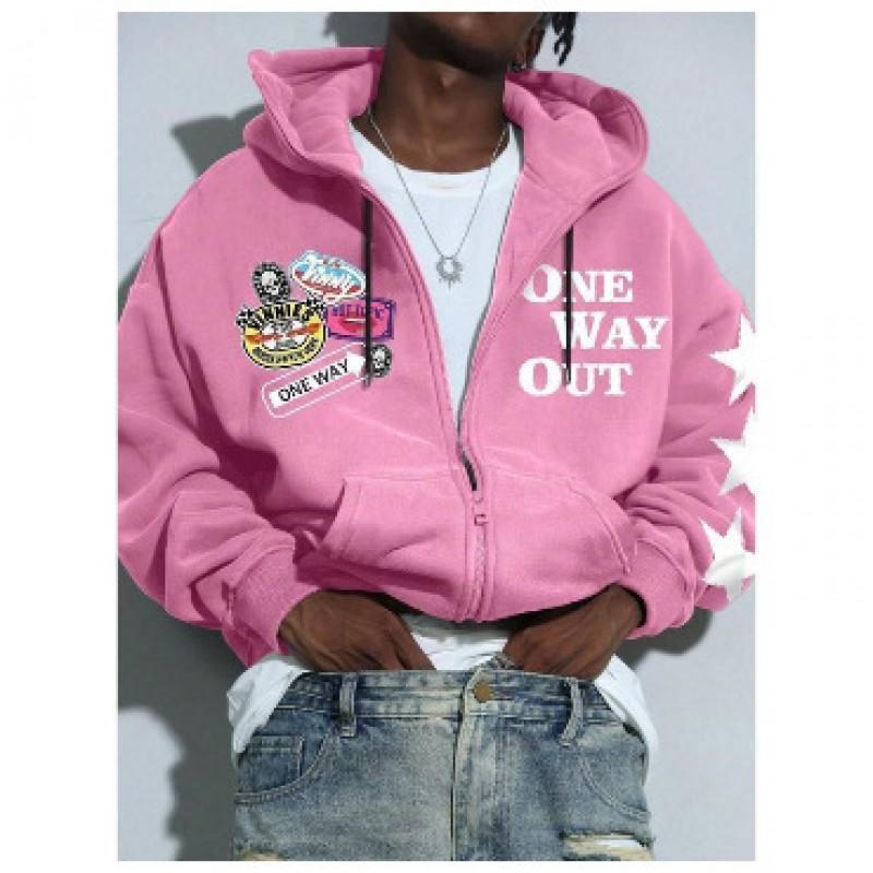 American Flag Print Zip Hoodie Couples Sweatshirt Casual Streetwear Teens